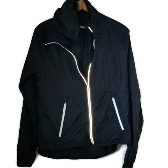 Athleta S 100% Nylon Zip Front Hooded Burst Jacket